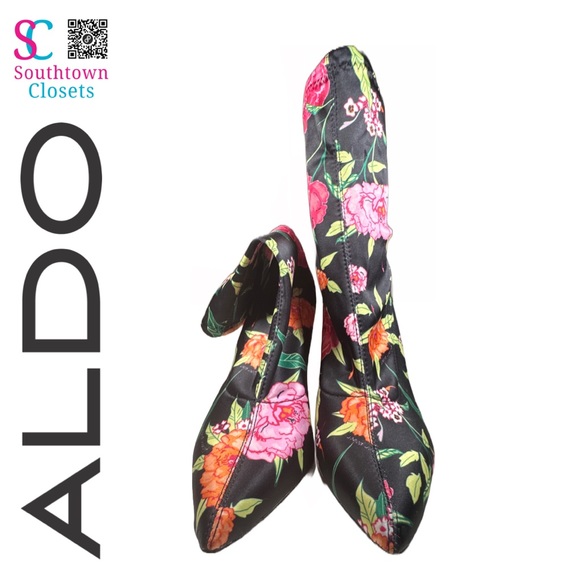 ALDO Floral Multicolor Socks Booties / Mid-Calf Boots Size 6.5 - Picture 4 of 6